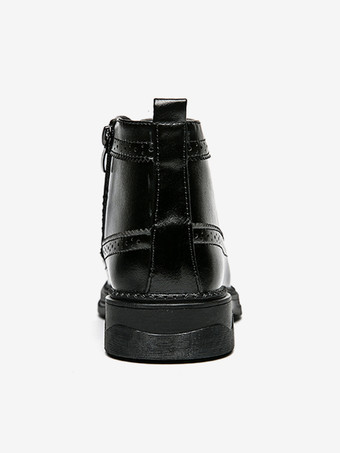 メンズ クラシック ウィングチップ ドレスブーツ ラウンドトゥ レザー ローヒール ビジネス ダービー アンクルブーツ