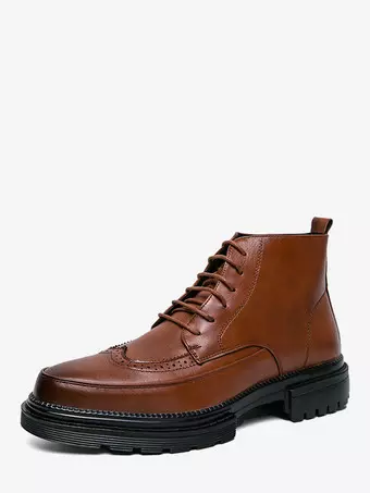 brown wingtip dress boots BRUNO MARC Men s Classic Wingtip Zipper Ankle Boots