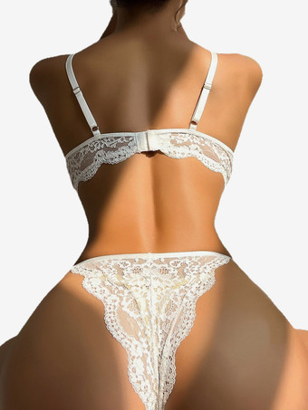 シースルーランジェリー シースルー レースアップ イエロー レース 2ピース ブラ＆ショーツセット