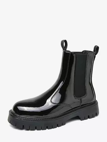 Botas Chelsea de plataforma para hombre punta redonda suela gruesa