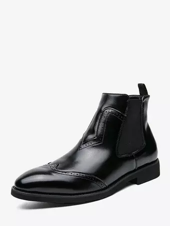 Mens Chelsea Boots Wingtip Pointed Toe Low Heel Ankle Boots Mens Chelsea Boots Wingtip Pointed Toe Low Heel Ankle Boots