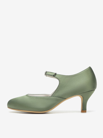 ヴィンテージウェディングシューズ、ラウンドトゥ、キトンヒール、メリージェーンシューズ