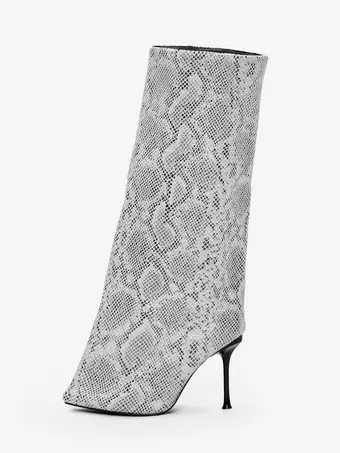 River Island Snakeskin Sock Boots Kitten Heel Snakeskin Wide Calf