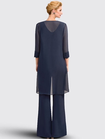 3ピース ブライダル マザードレス イリュージョンネックライン 7分袖 レース ゲストドレス 結婚式用