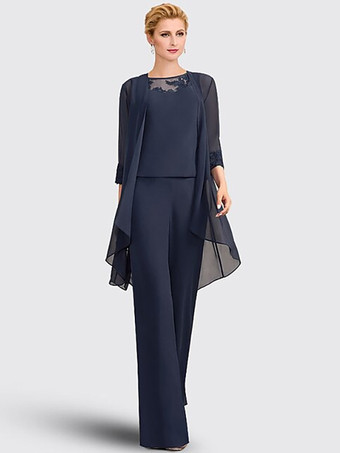 3ピース ブライダル マザードレス イリュージョンネックライン 7分袖 レース ゲストドレス 結婚式用