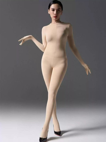 肌色シルクベルベットゼンタイ レディース ベルベットタイツ ボディスーツ 6色展開 プラッシュストレッチジャンプスーツ