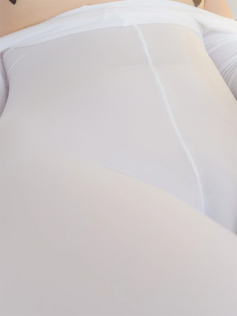 シルクベルベット全身タイツ 全身ストッキング ホワイト シアータイツ ボディスーツ オールインワン キャットスーツ