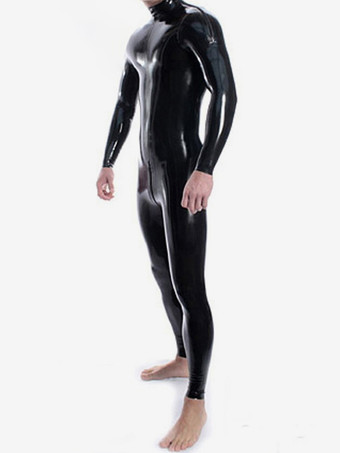 男性用ラテックスキャットスーツ ダブルショルダージッパー＆クロッチジッパー フルボディラテックススーツ