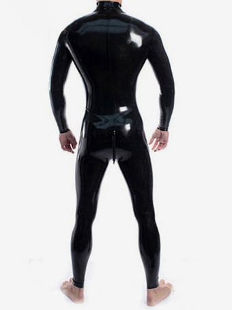 男性用ラテックスキャットスーツ ダブルショルダージッパー＆クロッチジッパー フルボディラテックススーツ