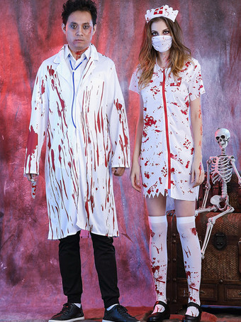 ハロウィン 怖いゾンビドクターコスチューム 大人用 血まみれ外科医衣装