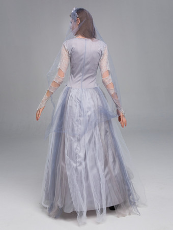 ゾンビハロウィンパーティーや劇場公演のためのハロウィン幽霊花嫁コスチュームビクトリア朝のウェディングドレス