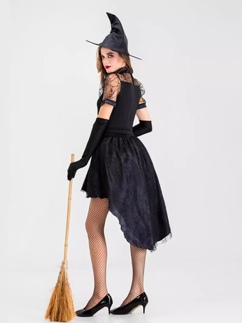 ハロウィンやステージパフォーマンスに最適な、大人用セクシーな黒魔女コスチューム。