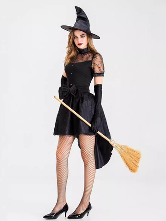 ハロウィンやステージパフォーマンスに最適な、大人用セクシーな黒魔女コスチューム。