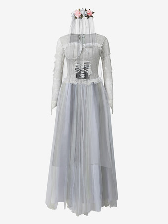 ゾンビハロウィンパーティーや劇場公演のためのハロウィン幽霊花嫁コスチュームビクトリア朝のウェディングドレス