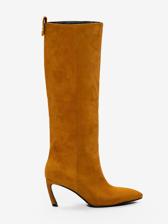 スエードニーハイブーツ レディース ポインテッドトゥデザイン ハイヒールブーツ