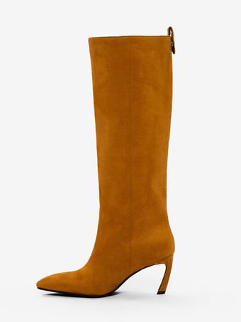 スエードニーハイブーツ レディース ポインテッドトゥデザイン ハイヒールブーツ