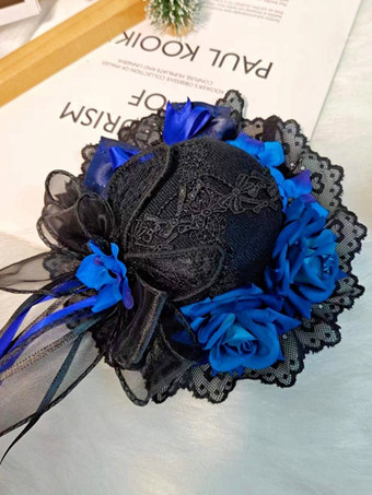 クラシックなガーリーなスウィートロリータハット レースアップフラワー ポリエステルレッドロリータアクセサリー