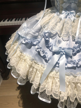 スイートロリータドレス ポリエステル ノースリーブ リボン スイートジャンパースカート ピンク ロリータドレス