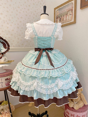 Vestido Lolita Dulce de Poliéster Sin Mangas con Lazos y Sombrero Vestido Lolita Rosa