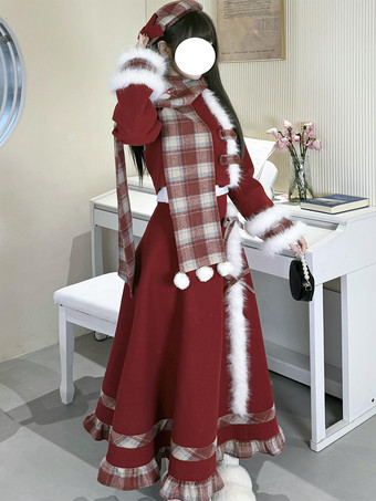 スイートロリータ3点セット プラッシュトップとスカートとスカーフのコーデ 秋冬 着心地抜群