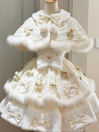 アプリコット【2000円早割り】スイートロリータセット ぬいぐるみケープとJSKドレス ツーピース衣装 秋冬 アプリコットカラー ドールスタイルセット