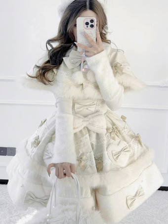 【2000円早割り】スイートロリータセット ぬいぐるみケープとJSKドレス ツーピース衣装 秋冬 アプリコットカラー ドールスタイルセット