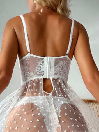 ブライダルランジェリー ベビードール シュミーズ フェミニン 室内用 レース ホワイト スリープウェア パジャマ