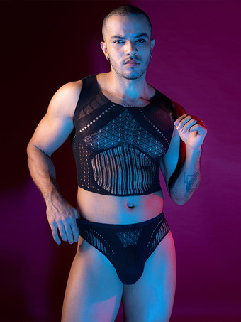 メンズセクシーコスチューム シースルー ナイトクラブウェアセット