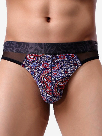レッド メンズランジェリー下着セクシーパンティーブループリントブリーフプリントTバック