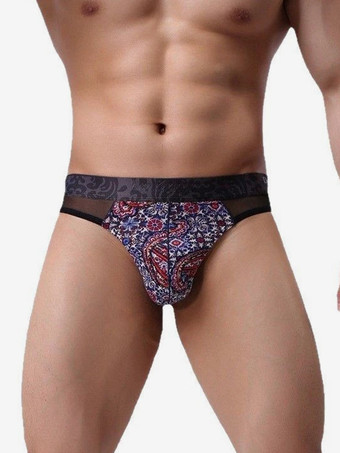 メンズランジェリー下着セクシーパンティーブループリントブリーフプリントTバック