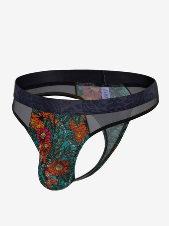 メンズランジェリー下着セクシーパンティーブループリントブリーフプリントTバック