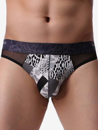 ホワイト＋ブラックメンズランジェリー下着セクシーパンティーブループリントブリーフプリントTバック