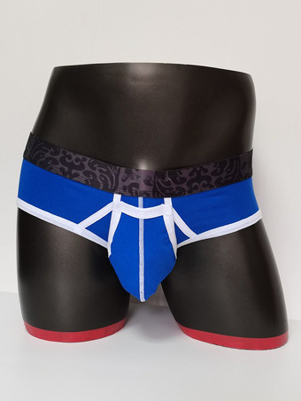 ロイヤルブルーメンズランジェリー セクシー パンティー ブリーフ ブルー 無地 コットン ひも