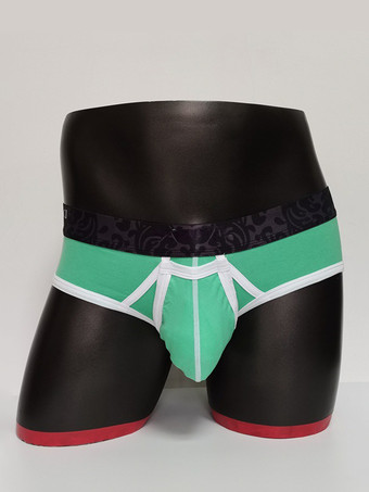 ライトグリーン メンズランジェリー セクシー パンティー ブリーフ ブルー 無地 コットン ひも