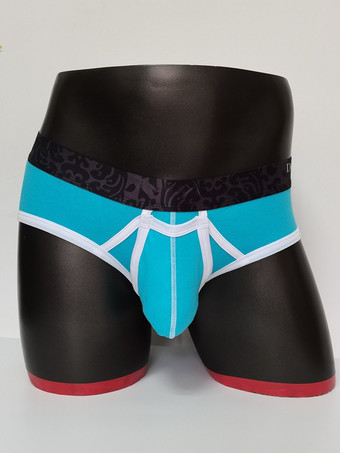 ライトスカイブルーメンズランジェリー セクシー パンティー ブリーフ ブルー 無地 コットン ひも