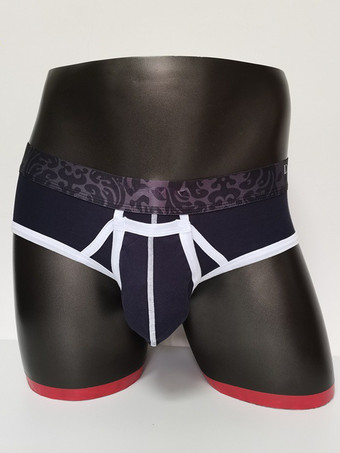 ディープブルーメンズランジェリー セクシー パンティー ブリーフ ブルー 無地 コットン ひも