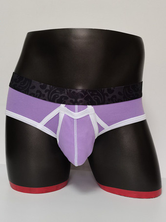 バイオレットメンズランジェリー セクシー パンティー ブリーフ ブルー 無地 コットン ひも