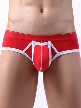 レッド メンズランジェリー セクシー パンティー ブリーフ ブルー 無地 コットン ひも