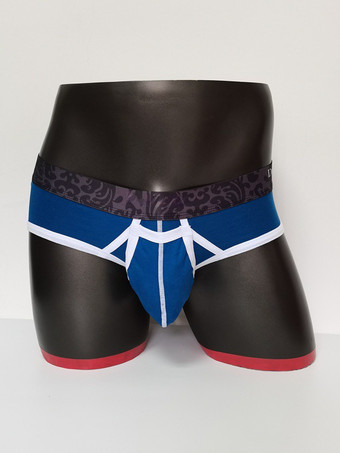 ダークネイビーメンズランジェリー セクシー パンティー ブリーフ ブルー 無地 コットン ひも