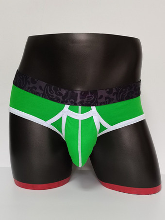 ティールグリーンメンズランジェリー セクシー パンティー ブリーフ ブルー 無地 コットン ひも