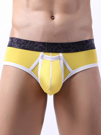 イエローメンズランジェリー セクシー パンティー ブリーフ ブルー 無地 コットン ひも