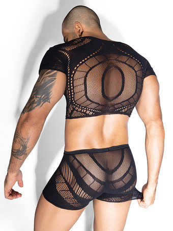 メンズセクシーコスチューム シースルー ポリエステル ナイトクラブウェアセット