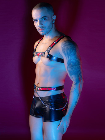 メンズセクシーコスチューム パテントレザー ナイトクラブウェアセット