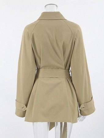 クラシックなダブルブレストトレンチコート（ドールカラーとベルト付き、レディース向け）2025年モデル
