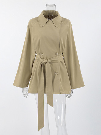 クラシックなダブルブレストトレンチコート（ドールカラーとベルト付き、レディース向け）2025年モデル
