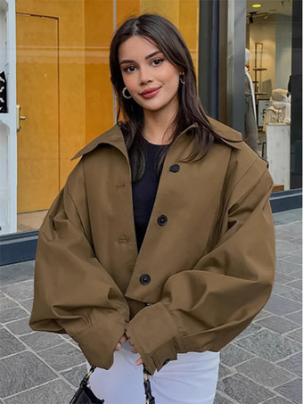 スタンドカラー クロップド丈ジャケット（レディース）2025