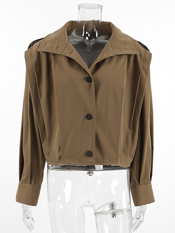 スタンドカラー クロップド丈ジャケット（レディース）2025