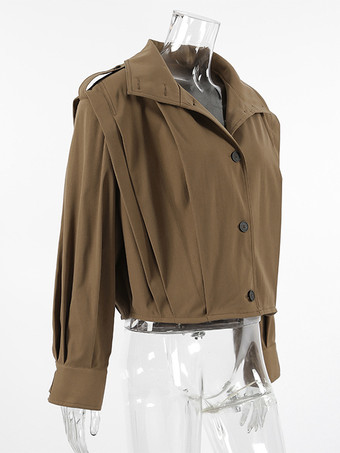 スタンドカラー クロップド丈ジャケット（レディース）2025