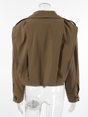 スタンドカラー クロップド丈ジャケット（レディース）2025