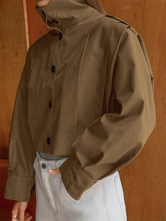 スタンドカラー クロップド丈ジャケット（レディース）2025